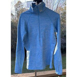 Womens M Under Armour UA loose fit heat gear 1/4 zip long sleeve pullover top
